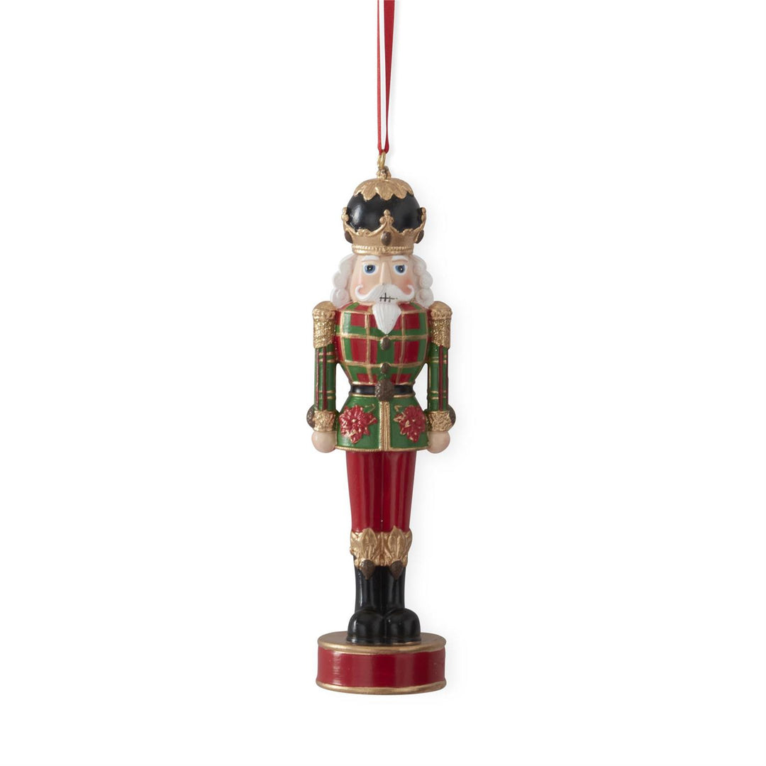 K & K Interiors Nutcracker w/Red & Green Plaid Coat Ornament