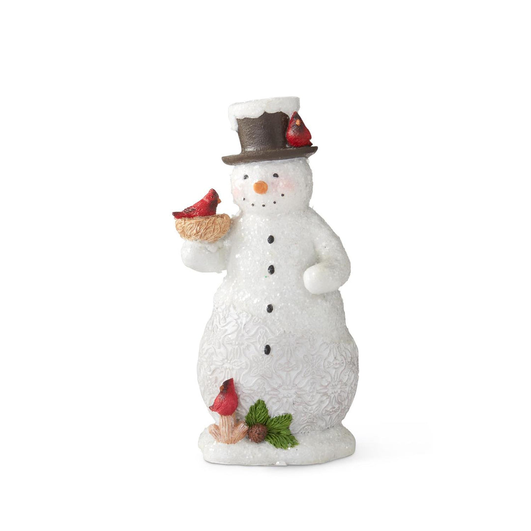 K & K Interiors Glittered Snowman w/Birds Ornament - 6"
