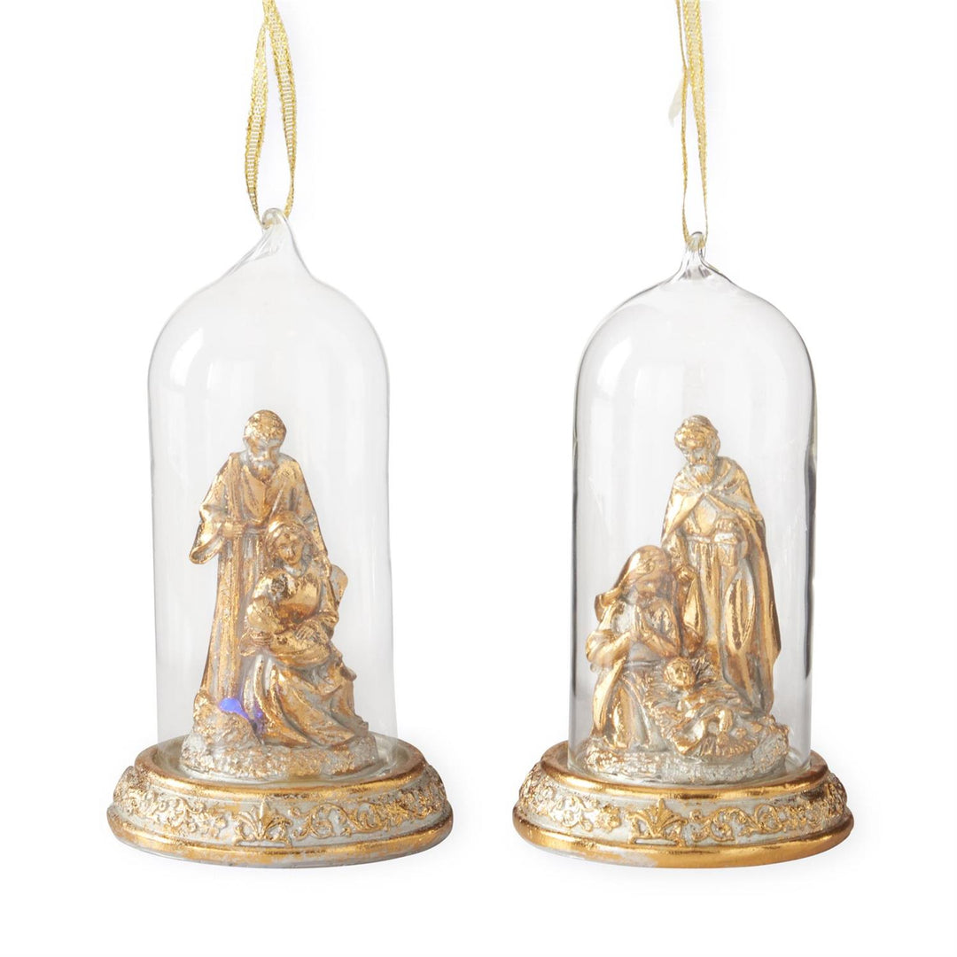K & K Interiors Gold Nativity Cloche Ornament - Style 2