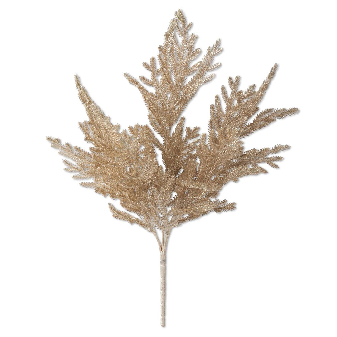 K & K Interiors Gold Glittered Pine Bush - 20.5"