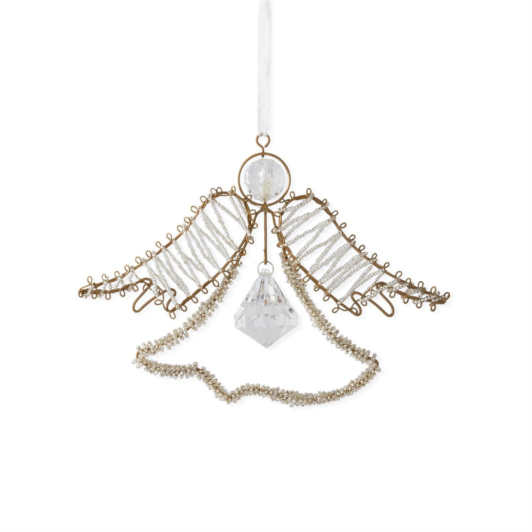 K & K Interiors Seed Bead Wire Angel Ornament w/Rhinestone - 4.5"