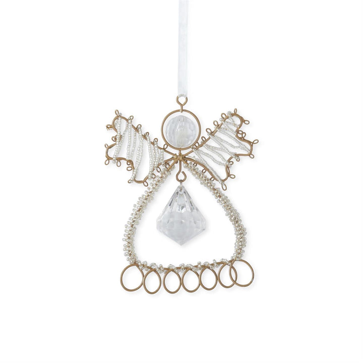 K & K Interiors Seed Bead Wire Angel Ornament w/Rhinestone - 5"