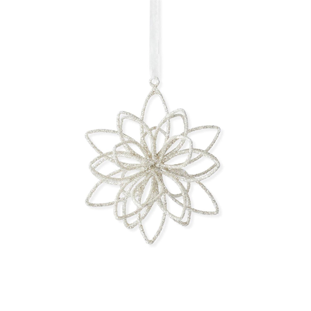 K & K Interiors Glittered 3-Dimensional Snowflake Ornament - 4"