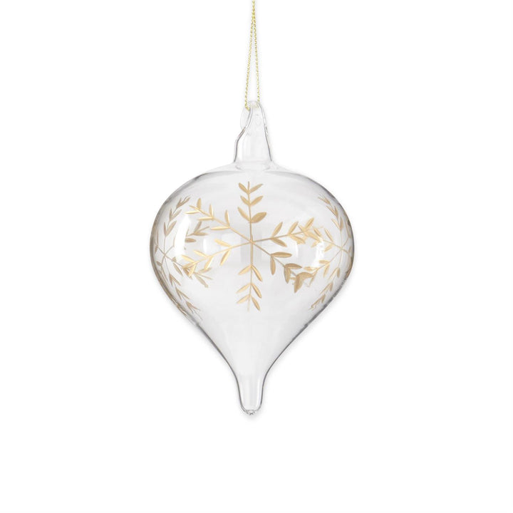 K & K Interiors Clear Glass Gold Etched Snowflake Ornament - Heart
