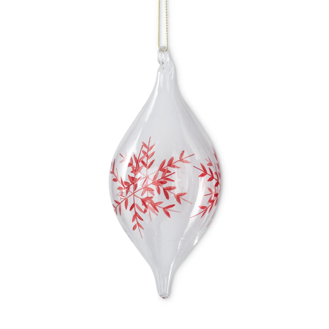 K & K InteriorsClear Glass Red Etched Snowflake Ornament - Onion