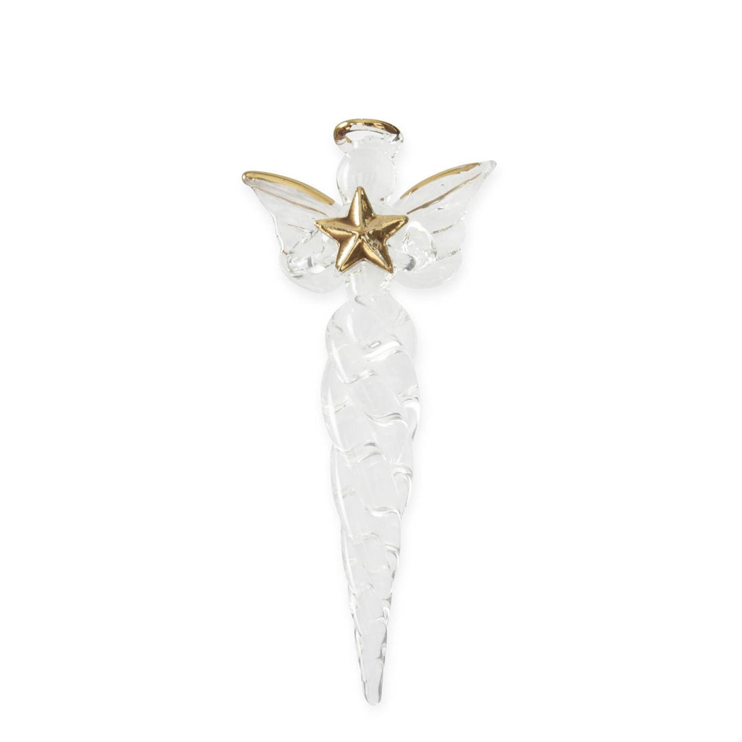 K & K Interiors Gift Box of 4 Glass Angel Icicle Ornaments