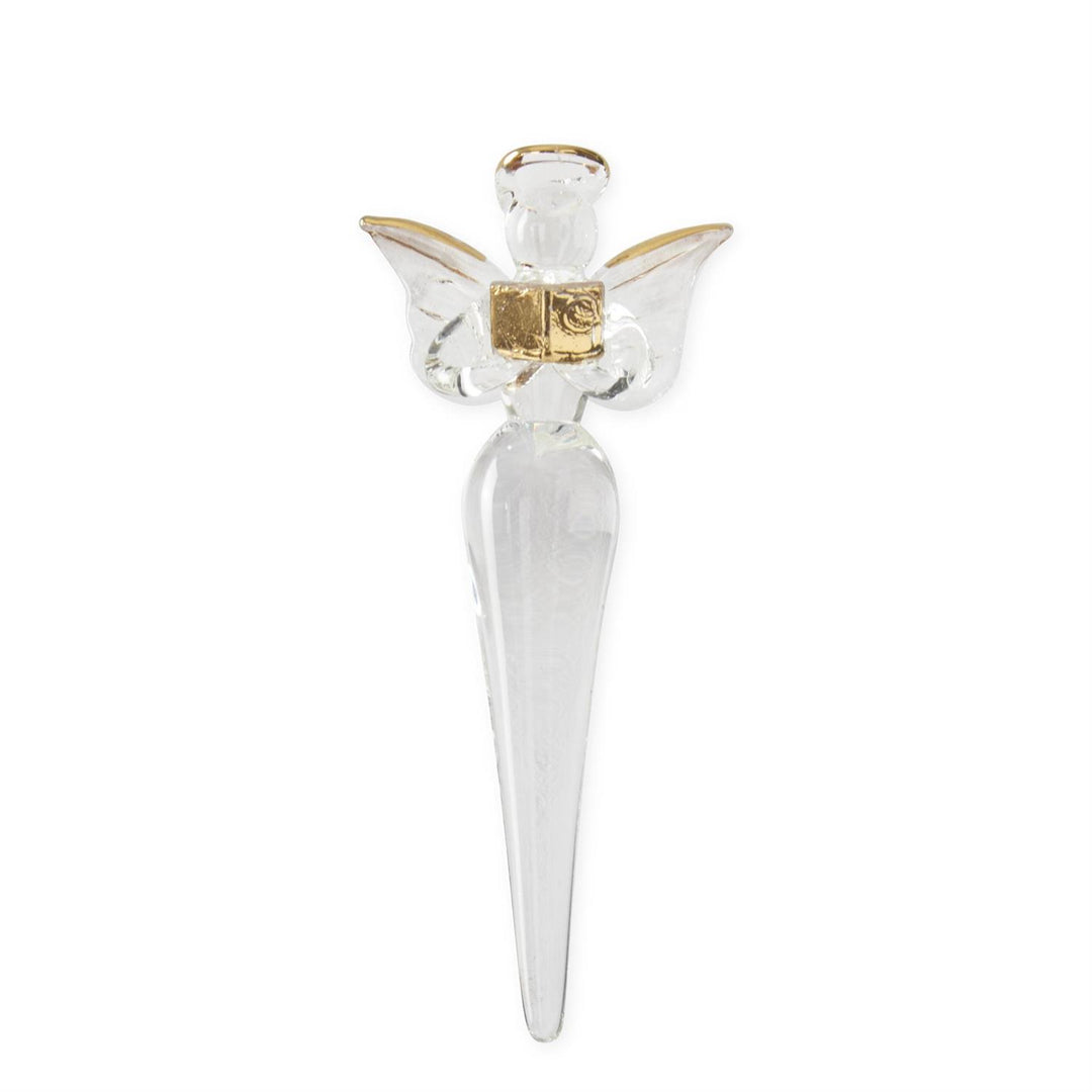 K & K Interiors Gift Box of 4 Glass Angel Icicle Ornaments