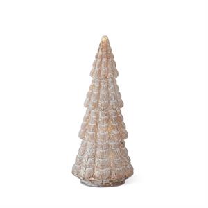 K & K Interiors Whitewashed & Gold Ceramic LED Tree w/Timer - 11.5"