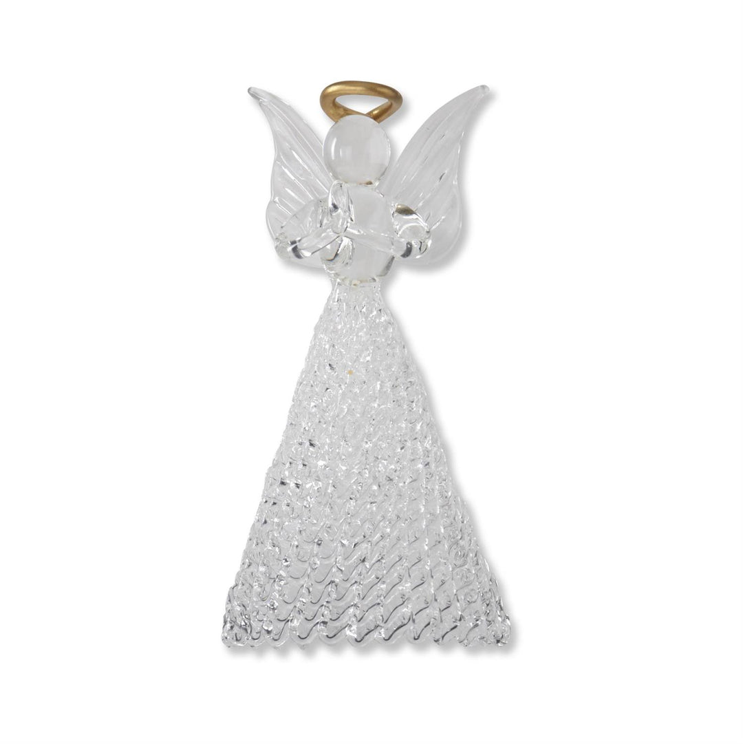 K & K Interiors Cut Glass Angel w/Gold Halo Ornament - 5"
