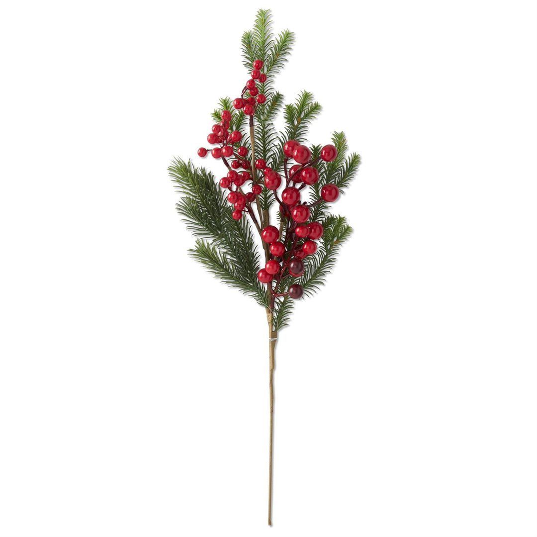 K & K Interiors Pine & Red Berry Stem - 22"