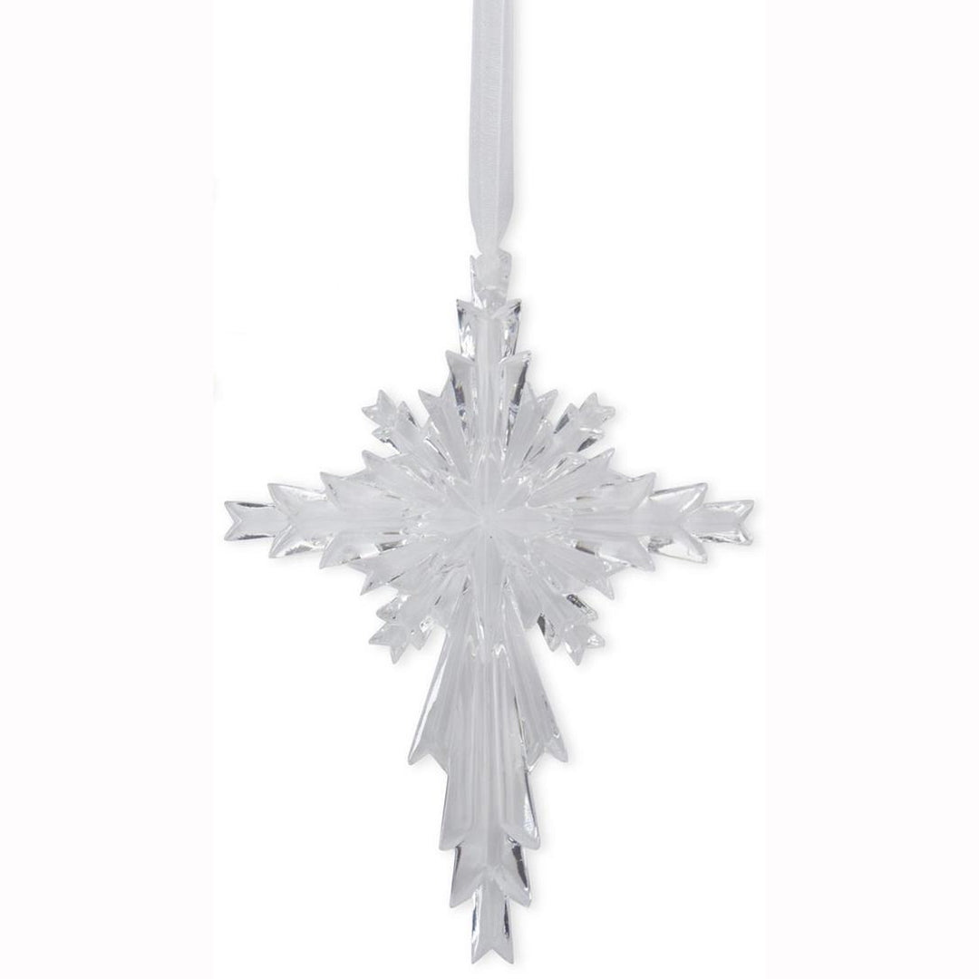 K & K Interiors Clear Acrylic Cross/Star Ornament w/Ribbon - Style 2