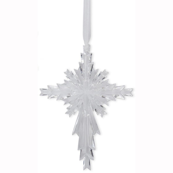 K & K Interiors Clear Acrylic Cross/Star Ornament w/Ribbon - Style 2