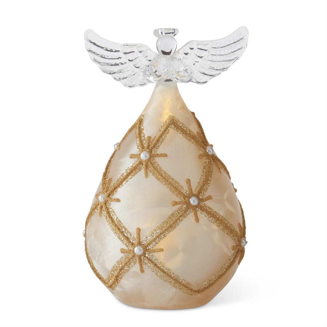 K & K Interiors Gold & Pearl LED Angel Praying w/Timer - 6.5"