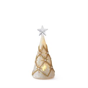 K & K Interiors Gold & Pearl LED Christmas Tree w/Timer - 6.5"