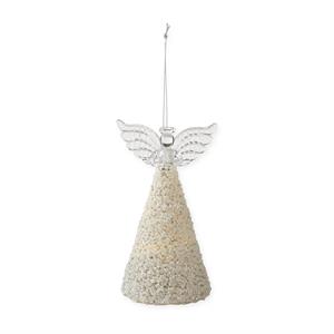 K & K Interiors LED Angel Cone w/Gold & Seed Beads w/Timer - 5"