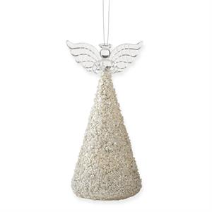 K & K Interiors LED Angel Cone w/Gold & Seed Beads w/Timer - 7.25"