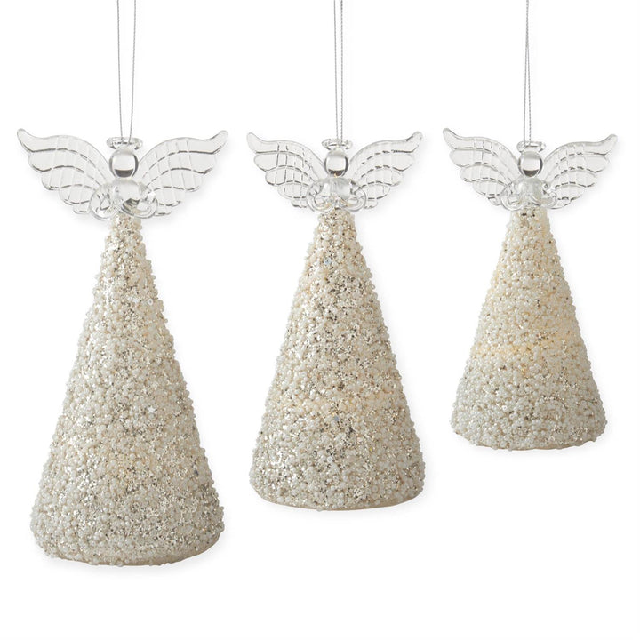 K & K Interiors LED Angel Cone w/Gold & Seed Beads w/Timer - 5"