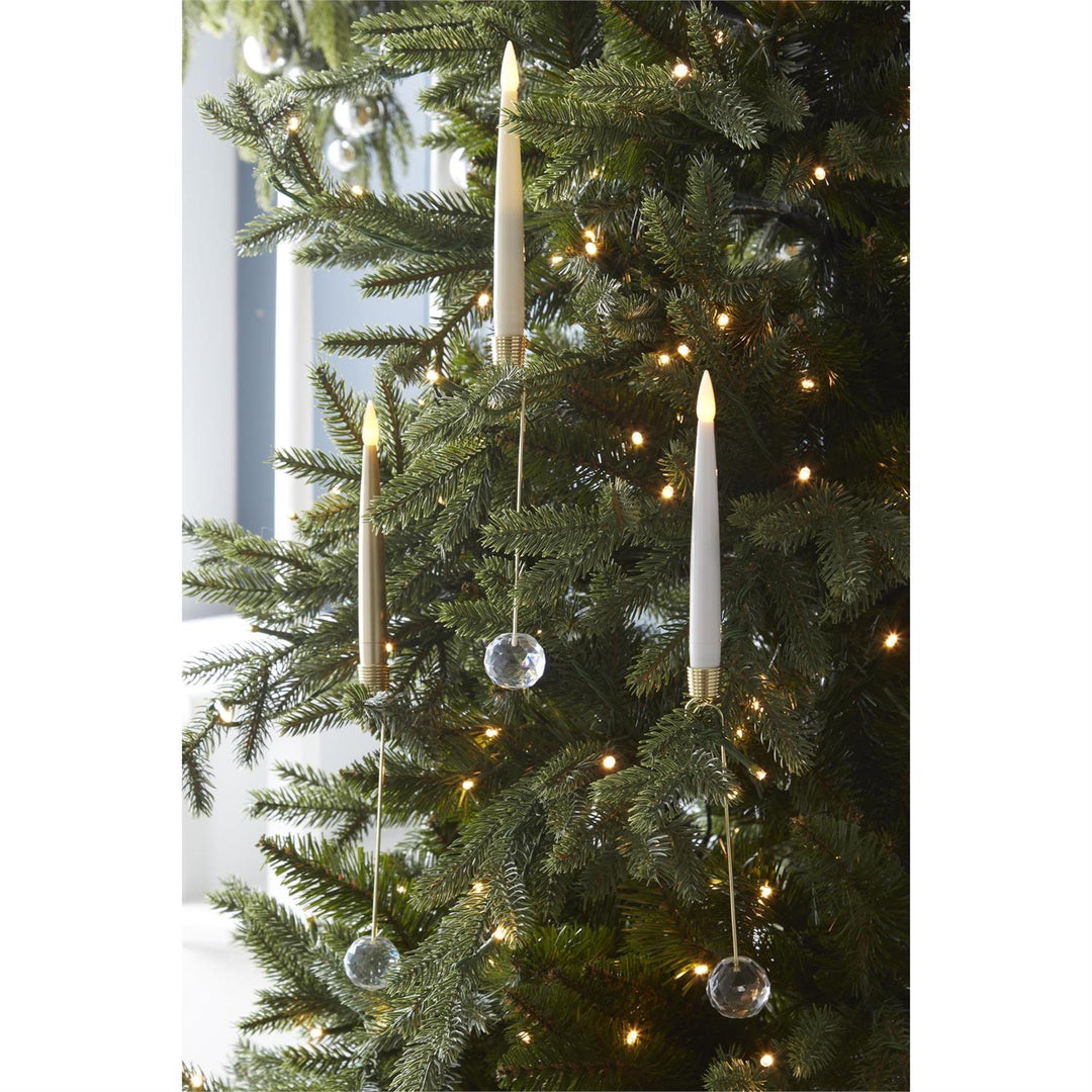 K & K Interiors Glass Pendant Hanging Gold LED Candle Ornaments w/Remote - 6" (Set of 6)