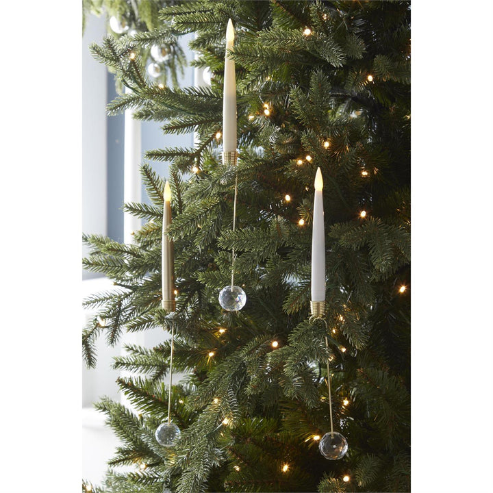 K & K Interiors Glass Pendant Hanging Gold LED Candle Ornaments w/Remote - 6" (Set of 6)