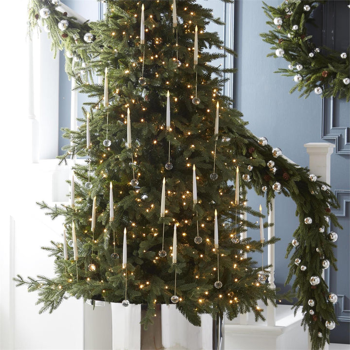K & K Interiors Glass Pendant Hanging Gold LED Candle Ornaments w/Remote - 6" (Set of 6)
