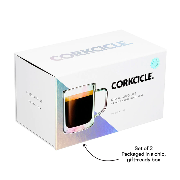 Corkcicle 12oz Glass Coffee Mug Set (2)