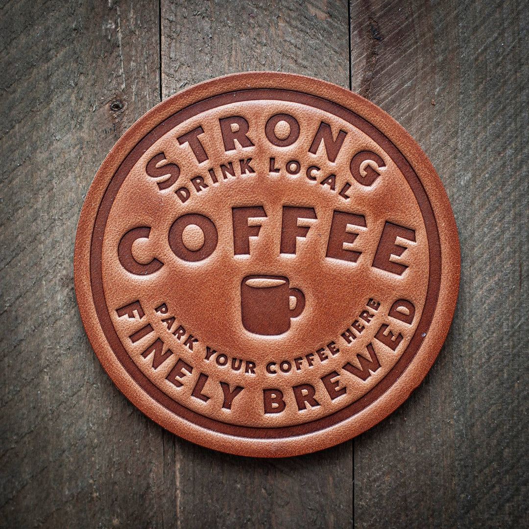 Sugarhouse Strong Coffee Leather Coaster