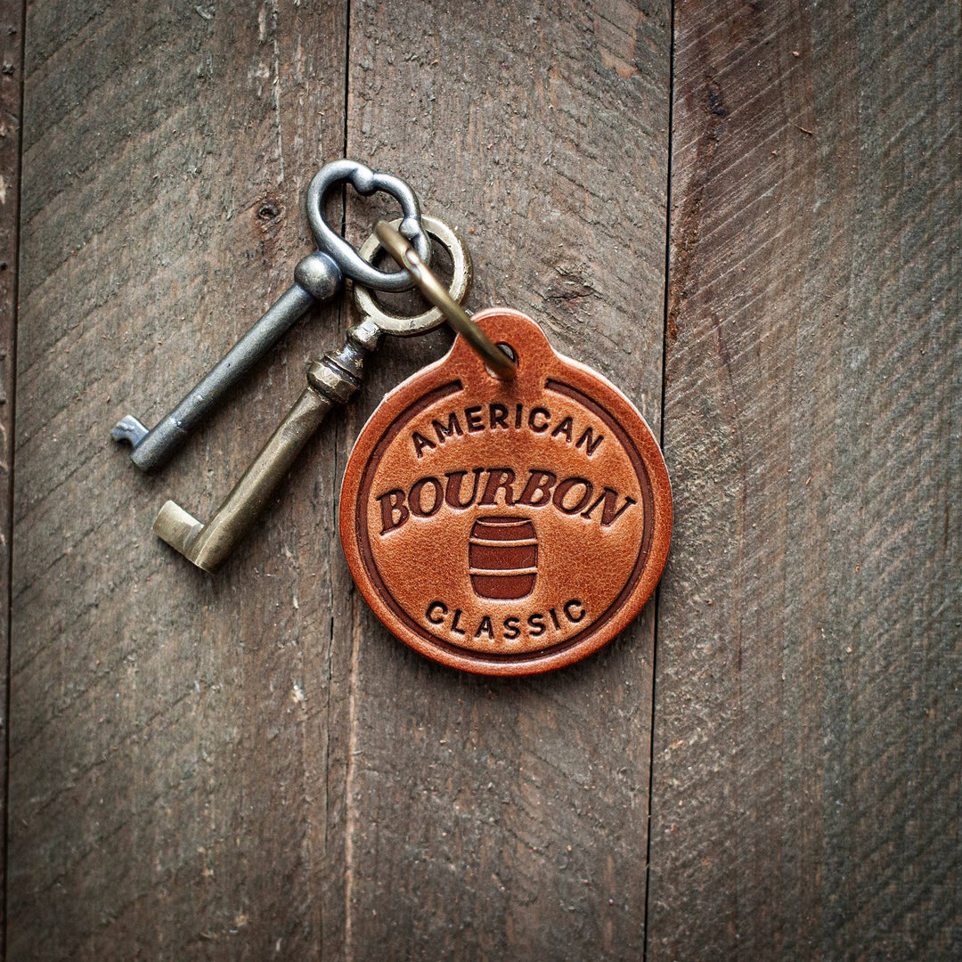 Sugarhouse Bourbon American Leather Circle Keychain