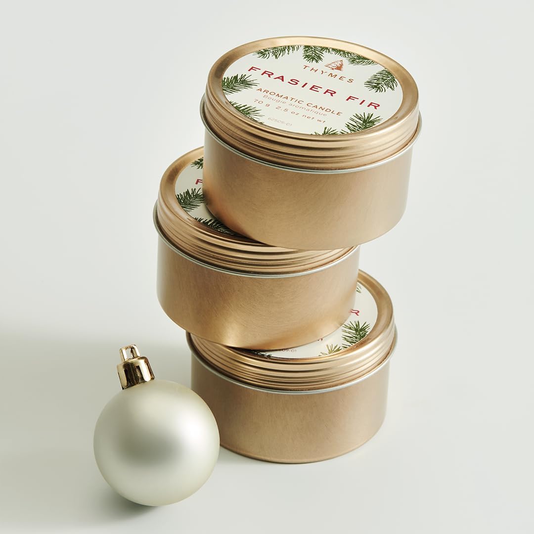 Thymes Poured Candle, Travel Tin - Frasier Fir 2.5 oz net wt / 70 g