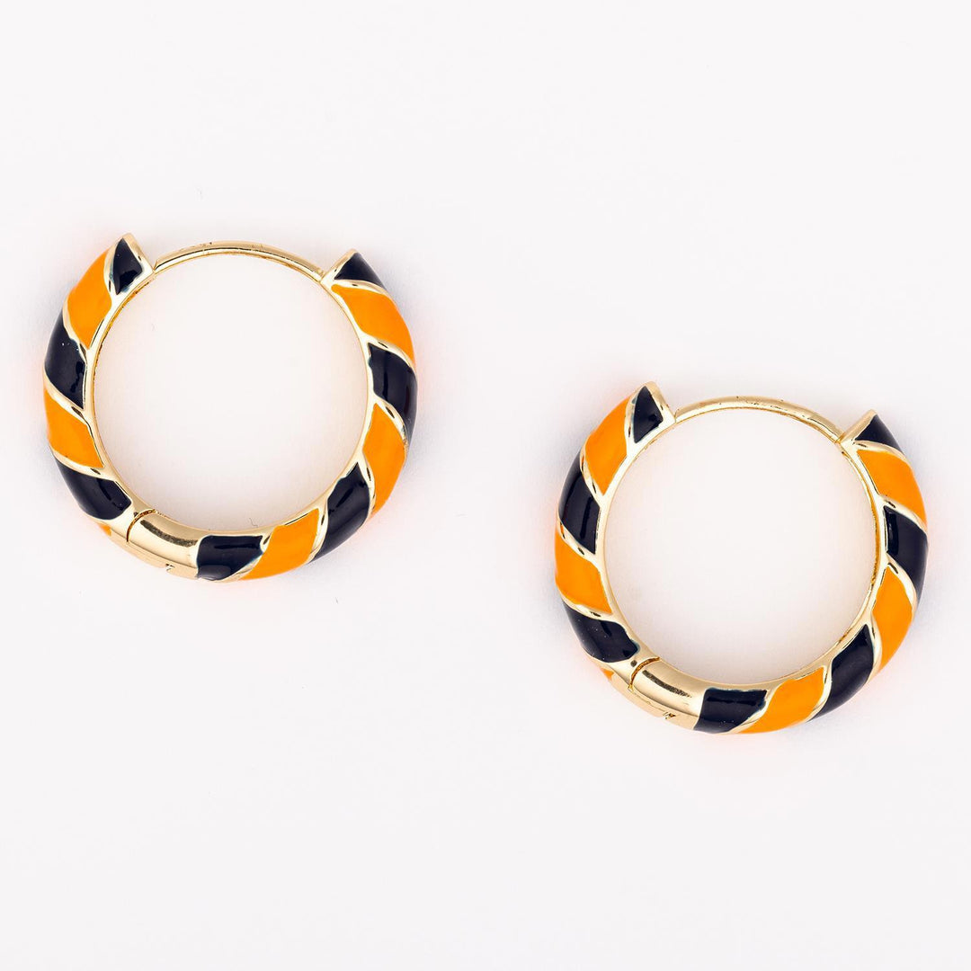 Mary Square Earrings - Paisley Navy & Orange