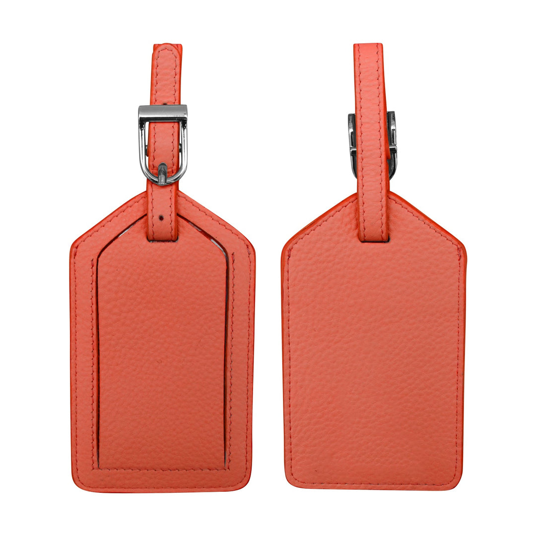 Leather Luggage Tag - Coral