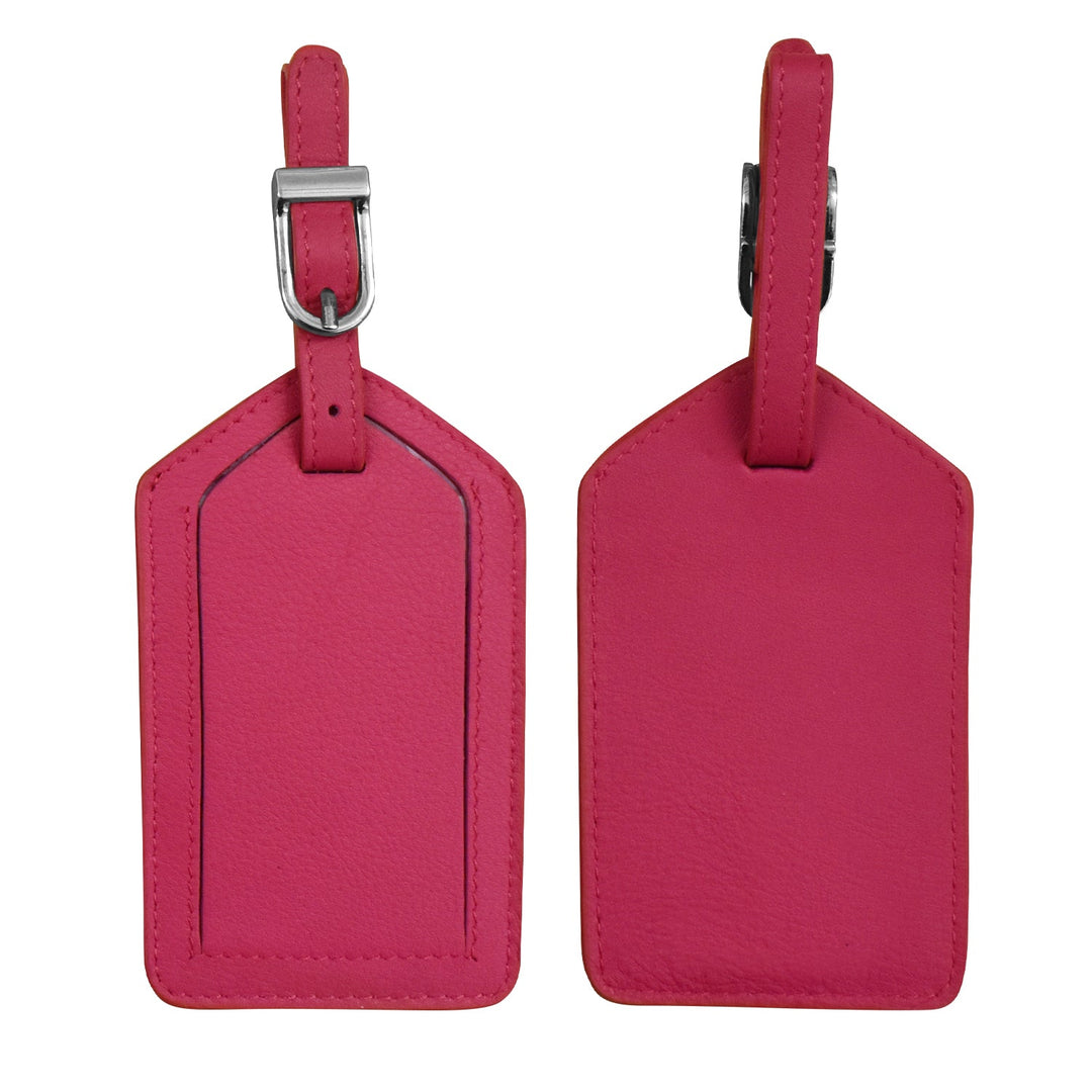 Leather Luggage Tag - Indian Pink