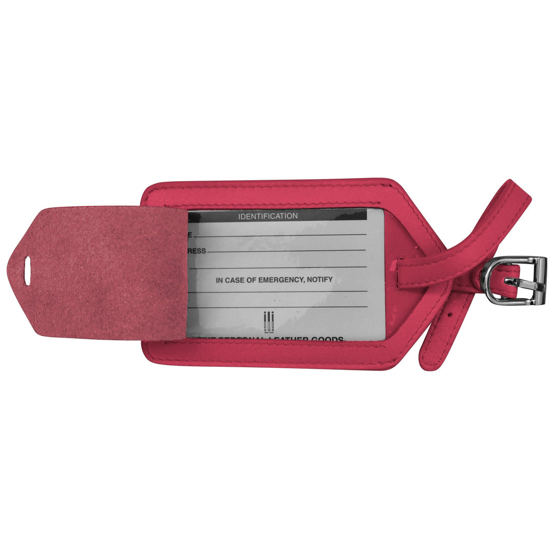 Leather Luggage Tag - Indian Pink
