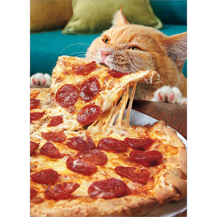 Avanti Press Cat Eating Whole Pizza Birthday Card