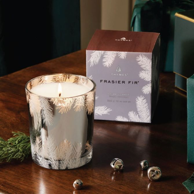 Thymes Silver Poured Candle - Frasier Fir 13 oz net wt / 368 g