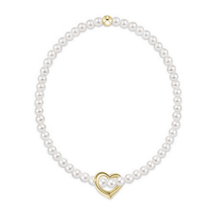 enewton Classic Pearl 3mm Bracelet - Love Gold Charm
