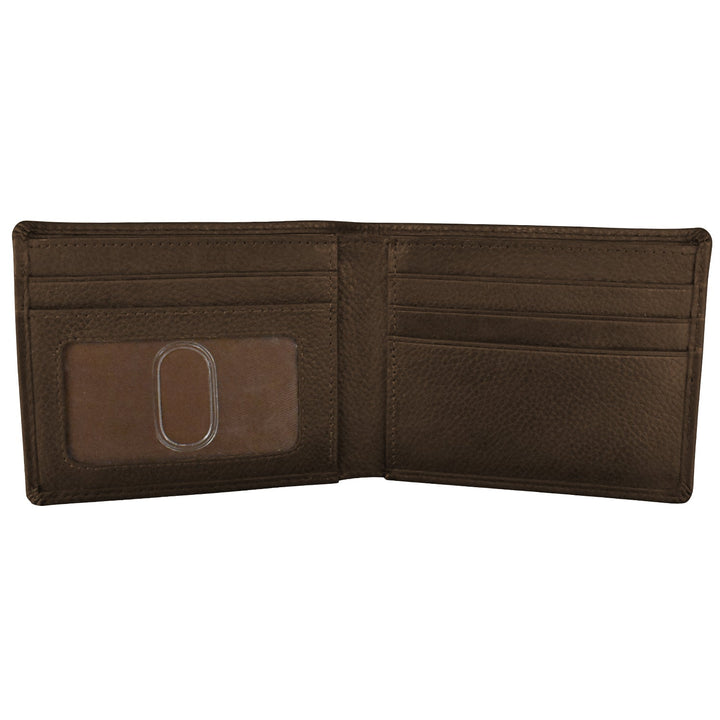 Men's Pebble Grain Leather Bifold Wallet - Mocha