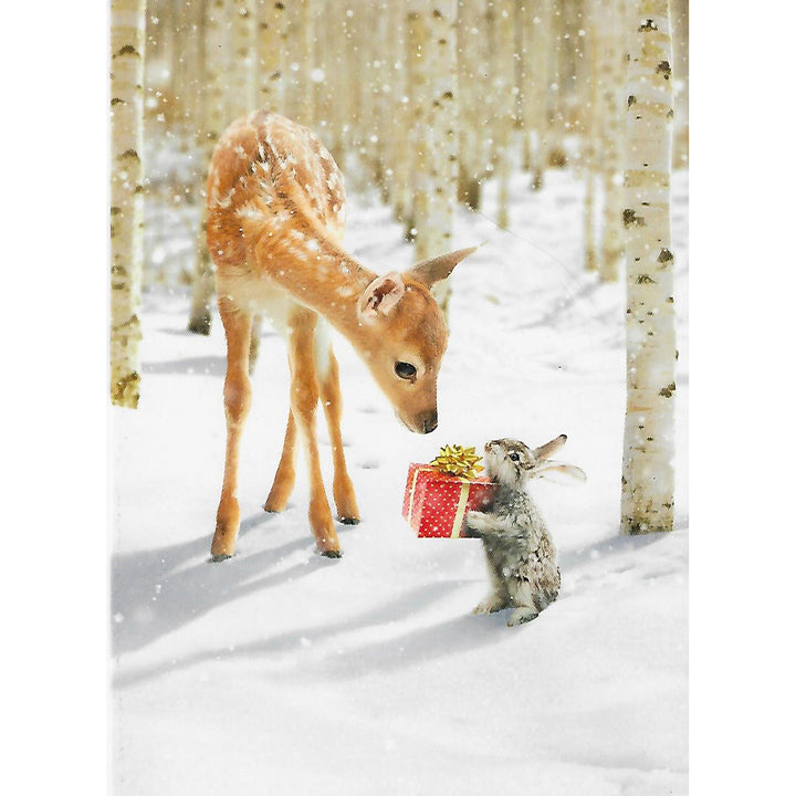 Avanti Press Fawn & Bunny Friends in Snow Christmas Card