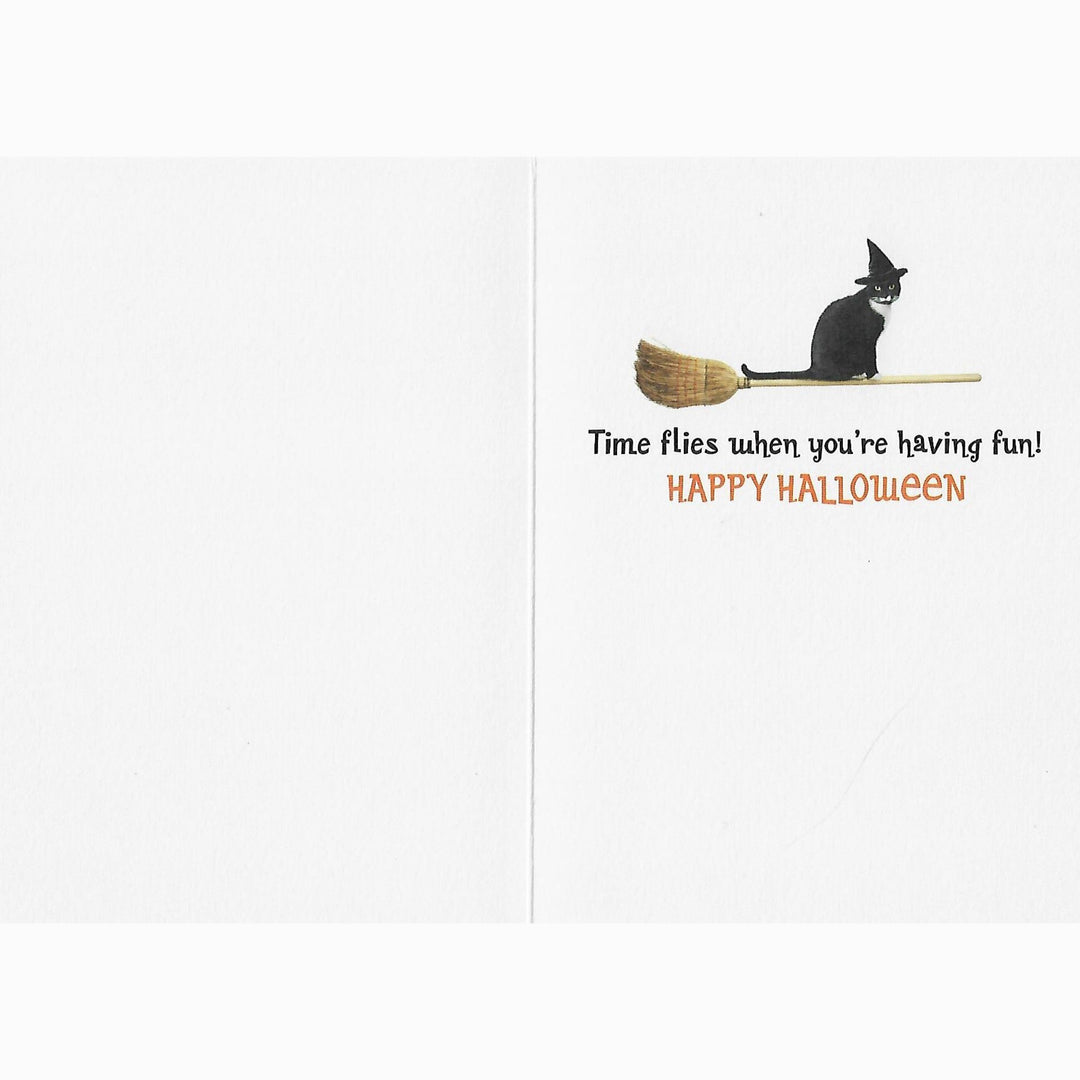 Avanti Press Cat Riding Broom Halloween Card