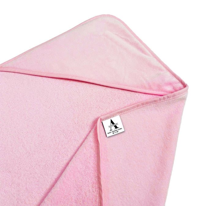 Turkish Cotton Velour Hooded Baby Towel - Pink