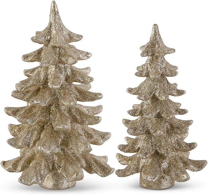 K & K Interiors Resin Gold Glittered Tree - 7.75"