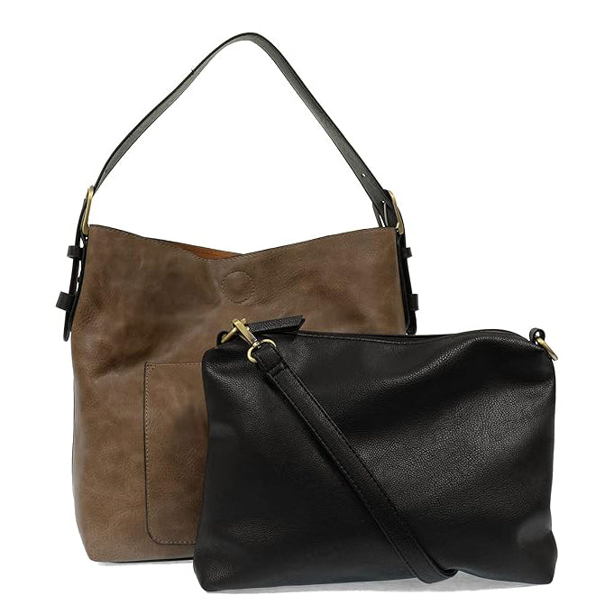 Joy Susan Classic Hobo Handbag - Cocoa/Black Handle