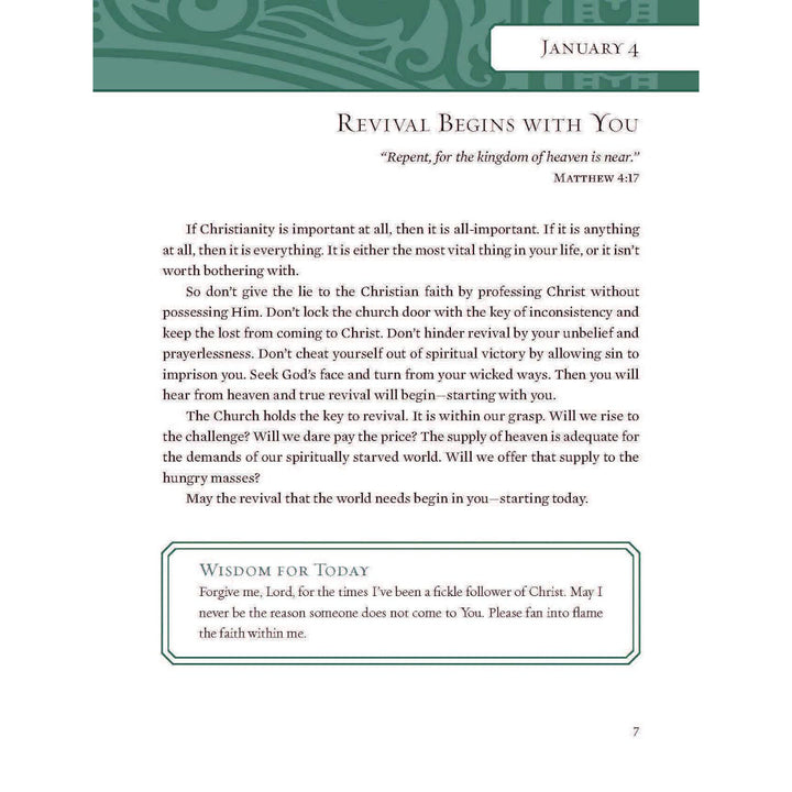 Wisdom for Each Day: Daily Devotions to Guide Your Life and Grow Your Faith