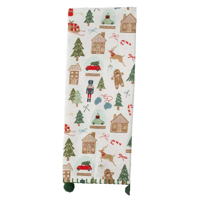 DII Dish Towel - North Pole Village Embellished