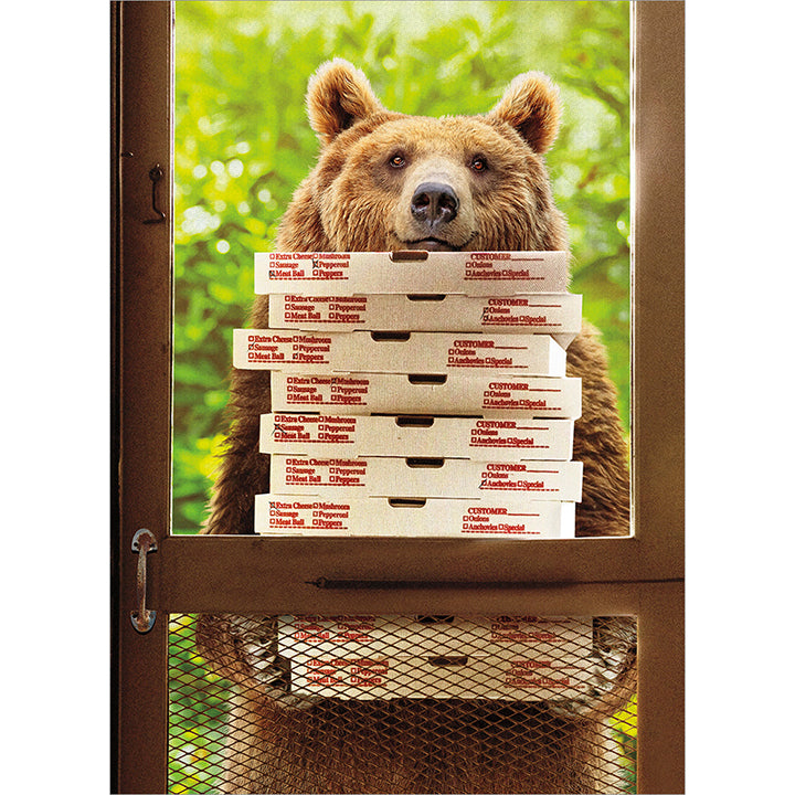 Avanti Press Bear with Pizzas Birthday Card
