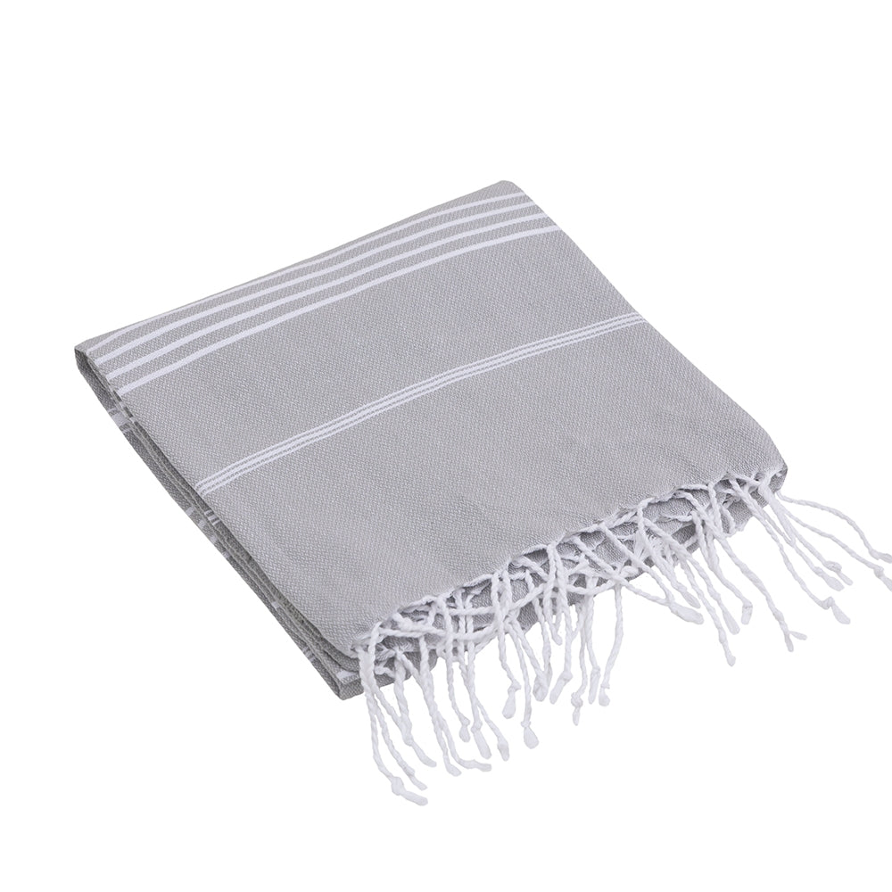 Kikoya Turkish Beach Towel Hamam Pestemal Pool Sarong Light Weight - Gray