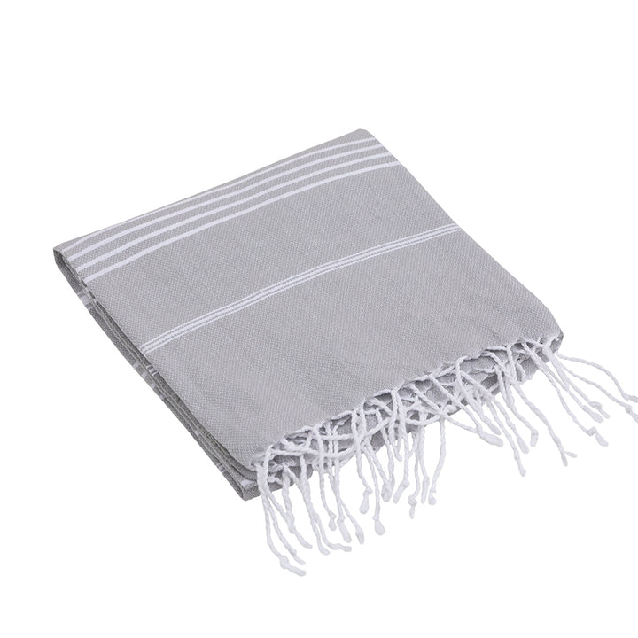 Kikoya Turkish Beach Towel Hamam Pestemal Pool Sarong Light Weight - Gray