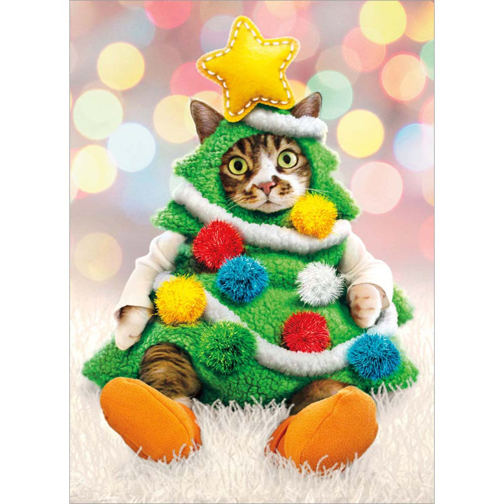 Avanti Press Cat Wearing Christmas Tree Costume Christmas Card