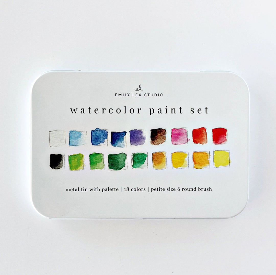 Emily Lex Watercolor Paint Set 18 Colors with Brush