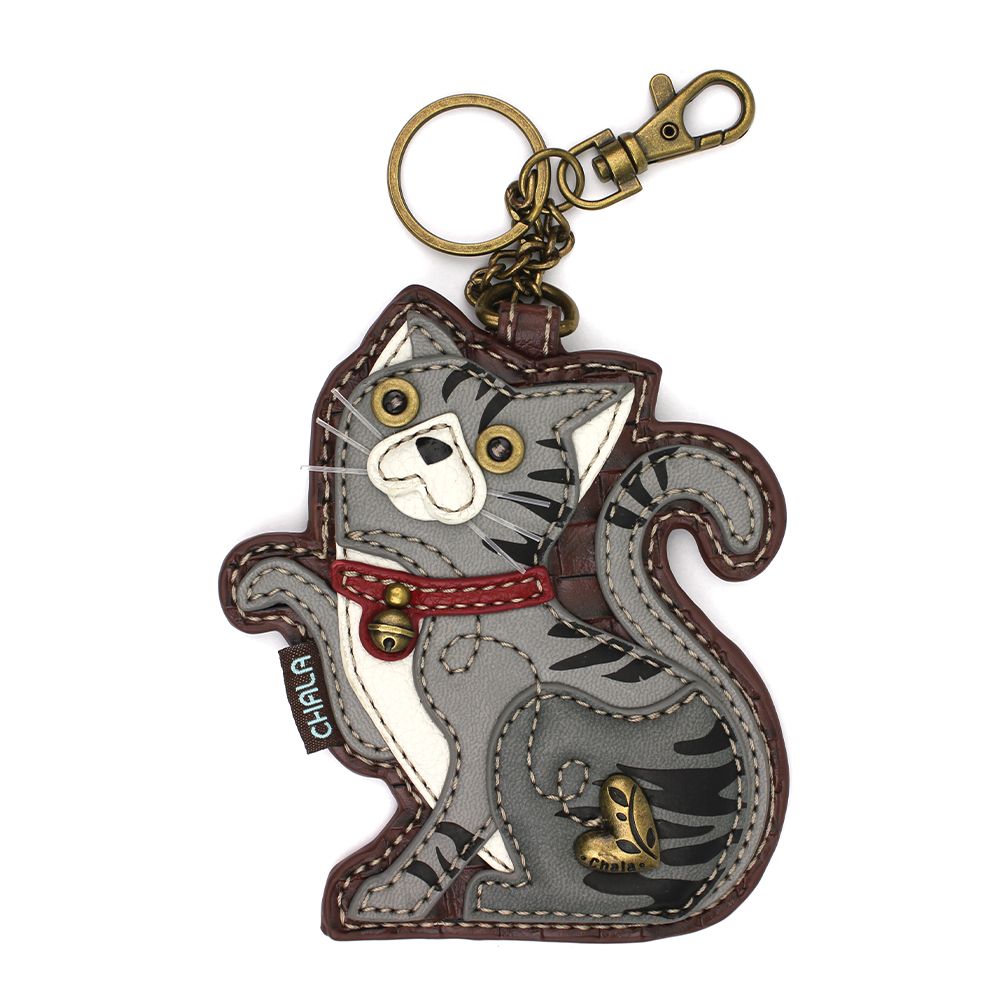 Chala Coin Purse/Key Fob - Grey Tabby Cat