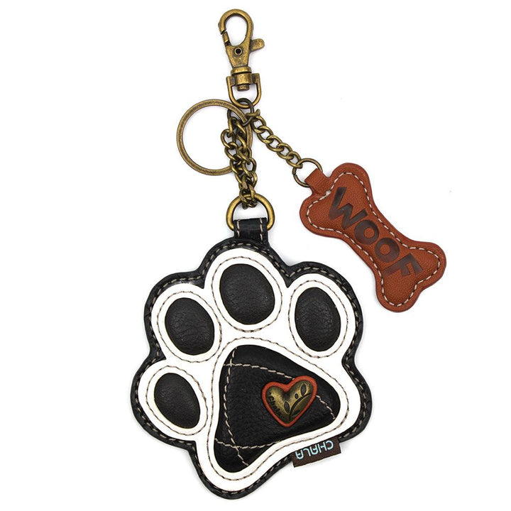 Chala Coin Purse/Key Fob - B&W Paw Print